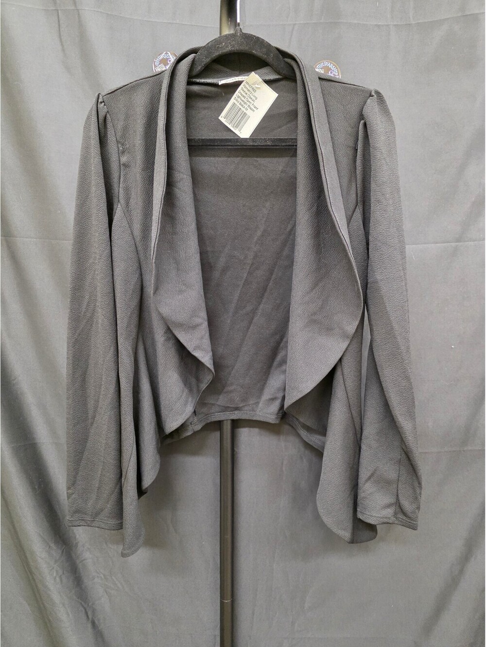 MINEFREE DRAPED OPEN‑FRONT LIGHTWEIGHT BLAZER BLACK SIZE M